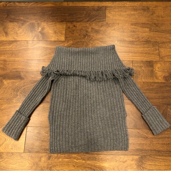 Intermix grey rib sweater with multi style neck. Size small. - Picture 7 of 10